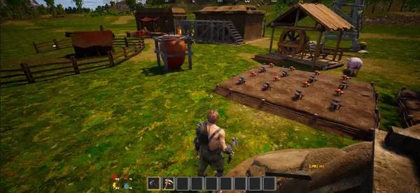 Кадр с взаимодействием персонажа и объекта в ArkCraft  The Rebirth of the World