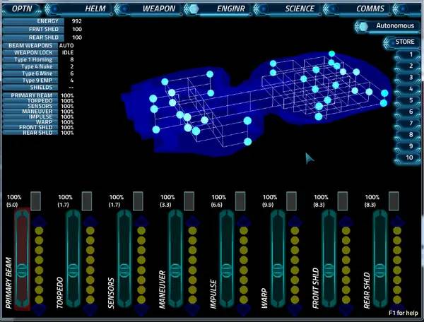 Кадр с взаимодействием персонажа и объекта в Artemis Spaceship Bridge Simulator