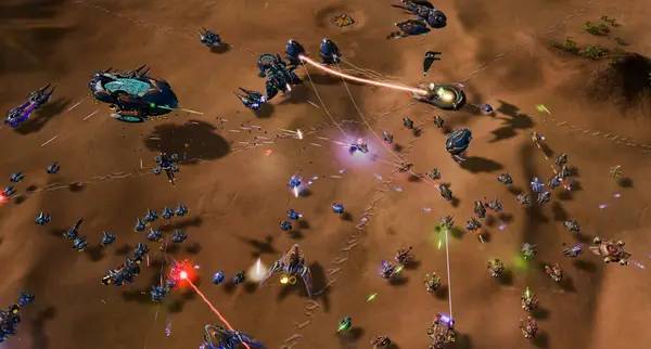 Кадр с взаимодействием персонажа и объекта в Ashes of the Singularity  Escalation