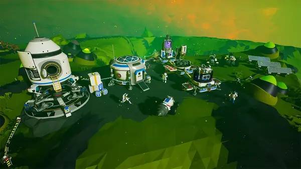 Кадр с взаимодействием персонажа и объекта в ASTRONEER