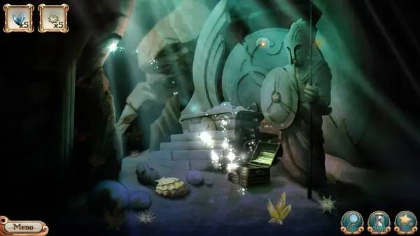 Кадр с взаимодействием персонажа и объекта в Atlantis  Pearls of the Deep