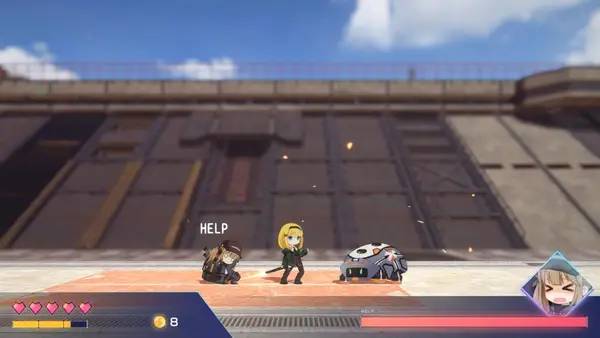 Кадр с взаимодействием персонажа и объекта в Attacker-chan!