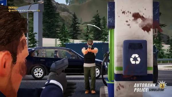 Кадр с взаимодействием персонажа и объекта в Autobahn Police Simulator 3
