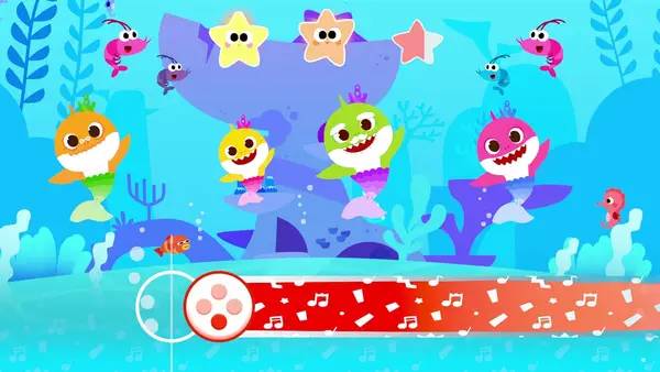 Кадр с взаимодействием персонажа и объекта в Baby Shark  Sing and Swim Party
