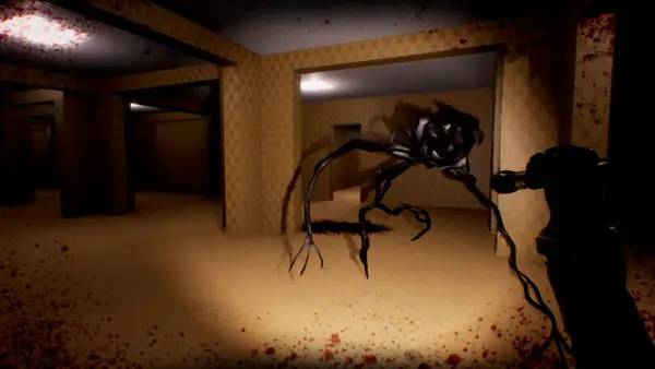 Кадр с взаимодействием персонажа и объекта в Backroom Company