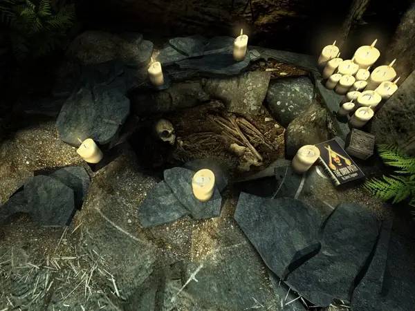 Кадр с взаимодействием персонажа и объекта в Barrow Hill  The Dark Path