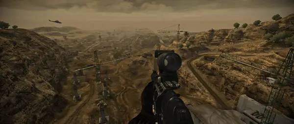 Кадр с взаимодействием персонажа и объекта в Battlefield 2 - BFHD PRO 2