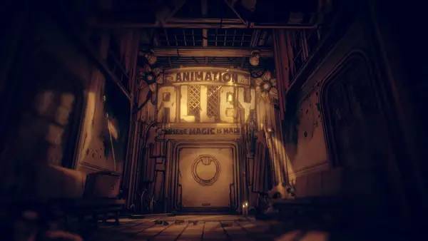 Кадр с взаимодействием персонажа и объекта в Bendy and the Dark Revival