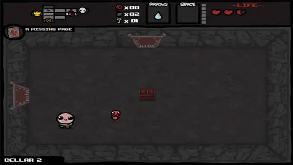Кадр с взаимодействием персонажа и объекта в Binding of Isaac  Wrath of the Lamb