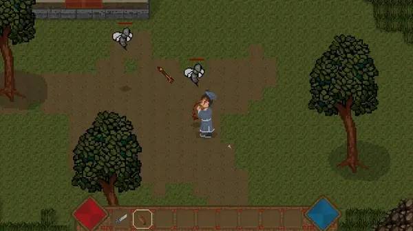 Кадр с взаимодействием персонажа и объекта в Bird and Beast Fantasy