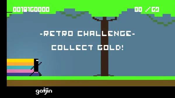 Кадр с взаимодействием персонажа и объекта в BIT.TRIP RUNNER