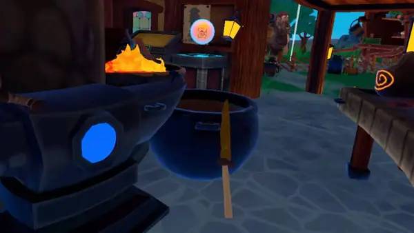 Кадр с взаимодействием персонажа и объекта в BlackForge  A Smithing Adventure