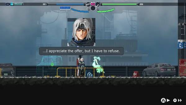 Кадр с взаимодействием персонажа и объекта в BLADE CHIMERA