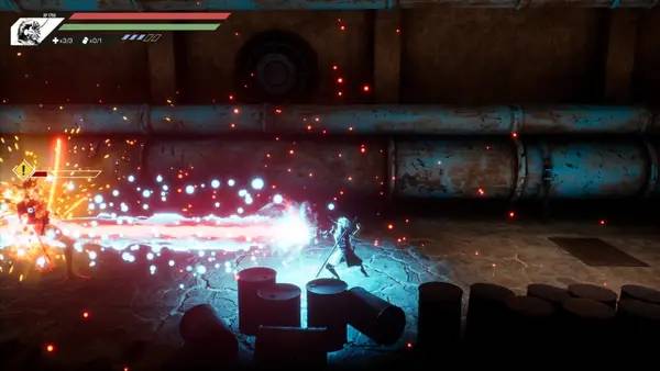 Кадр с взаимодействием персонажа и объекта в Blind Fate  Edo no Yami