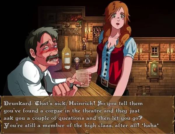 Кадр с взаимодействием персонажа и объекта в Blood Opera Crescendo