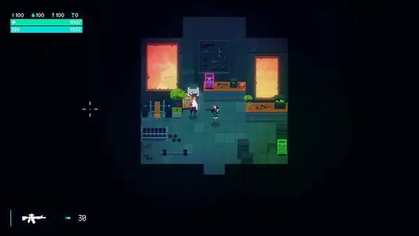 Кадр с взаимодействием персонажа и объекта в Blood Running