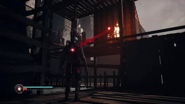 Кадр с взаимодействием персонажа и объекта в Blood Spear