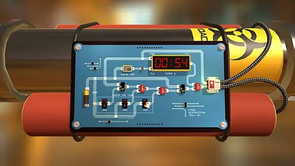 Кадр с взаимодействием персонажа и объекта в Bomb Squad Academy