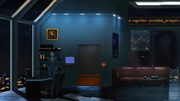 Кадр с взаимодействием персонажа и объекта в Born Punk