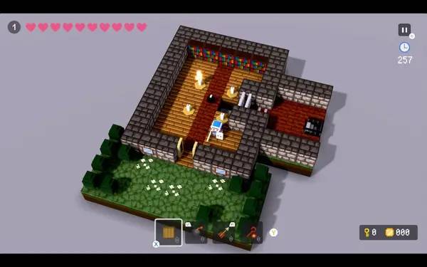 Кадр с взаимодействием персонажа и объекта в BQM - BlockQuest Maker Remastered