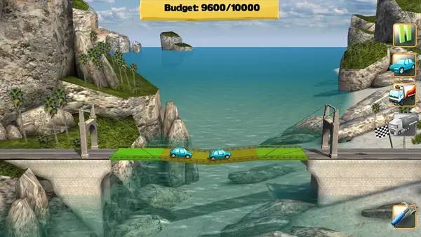Кадр с взаимодействием персонажа и объекта в Bridge Constructor
