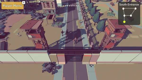 Кадр с взаимодействием персонажа и объекта в Bright Red Skies