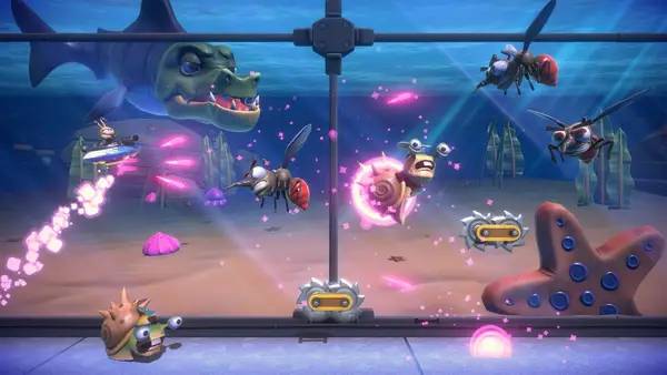 Кадр с взаимодействием персонажа и объекта в Bubsy Paws on Fire!