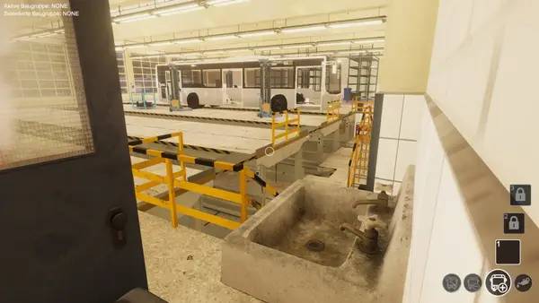 Кадр с взаимодействием персонажа и объекта в Bus Mechanic Simulator