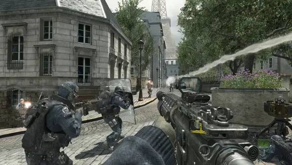Кадр с взаимодействием персонажа и объекта в Call of Duty  Modern Warfare 3