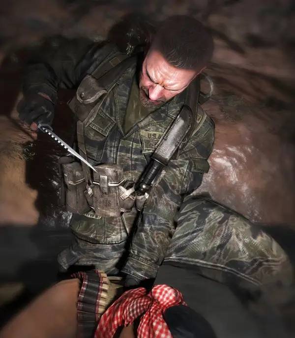 Кадр с взаимодействием персонажа и объекта в Call of Duty Black Ops