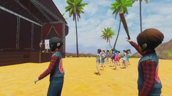 Кадр с взаимодействием персонажа и объекта в Call of Senpai  Waifu Warfare 2