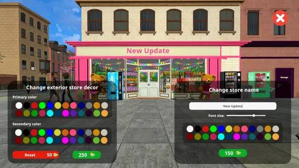 Кадр с взаимодействием персонажа и объекта в Candy and Toys Store Simulator