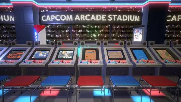 Кадр с взаимодействием персонажа и объекта в Capcom Arcade Stadium Packs 1, 2, and 3