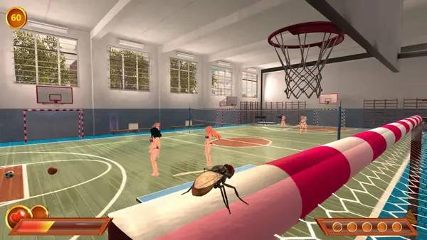 Кадр с взаимодействием персонажа и объекта в Captain fly and sexy students