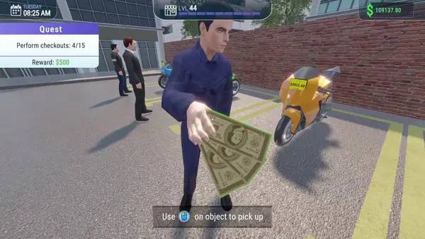 Кадр с взаимодействием персонажа и объекта в Car Mechanic Shop Simulator