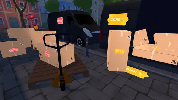 Кадр с взаимодействием персонажа и объекта в Cargo Shop Simulator
