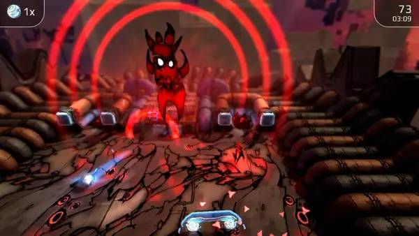 Кадр с взаимодействием персонажа и объекта в Caromble!