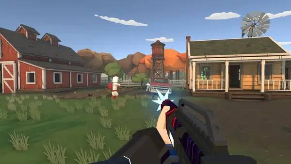 Кадр с взаимодействием персонажа и объекта в Cartoon Strike