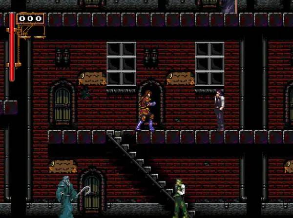 Кадр с взаимодействием персонажа и объекта в Castlevania 2  Simon's Quest - Revamped