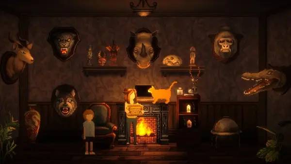 Кадр с взаимодействием персонажа и объекта в Cats and the Other Lives