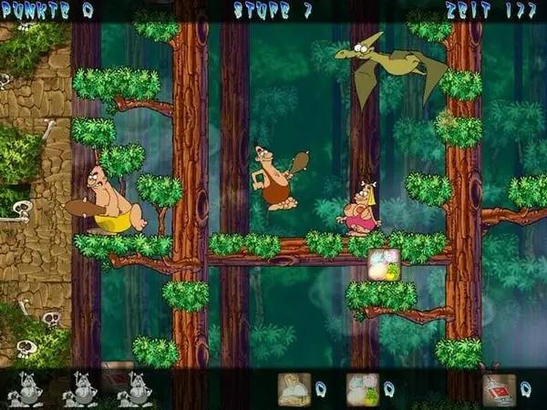 Кадр с взаимодействием персонажа и объекта в Caveman Zac