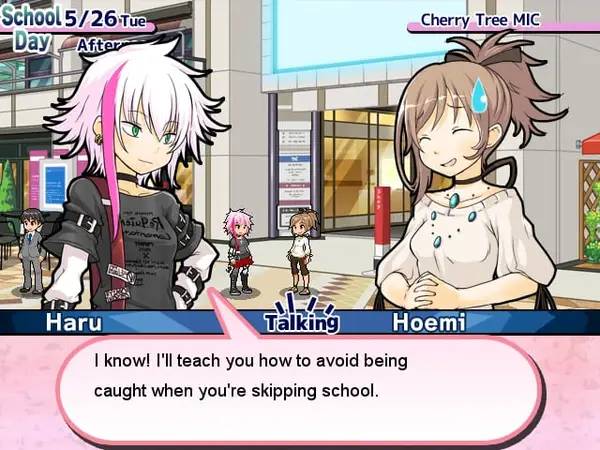 Кадр с взаимодействием персонажа и объекта в Cherry Tree High I! My! Girls!