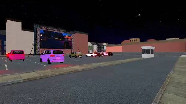 Кадр с взаимодействием персонажа и объекта в Cinema Simulator 2025