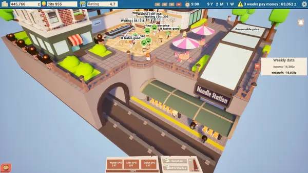 Кадр с взаимодействием персонажа и объекта в City Noodle Shop Simulator