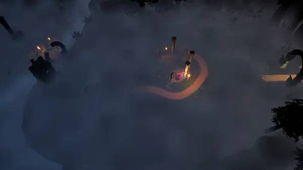 Кадр с взаимодействием персонажа и объекта в Cliff and Field Tower Defense