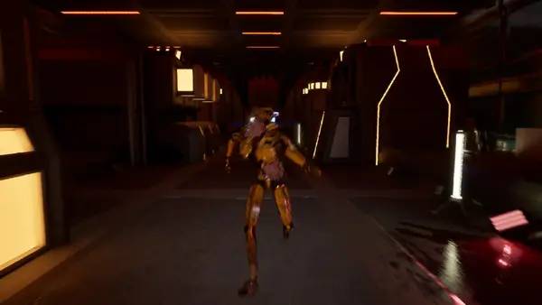 Кадр с взаимодействием персонажа и объекта в Core Break