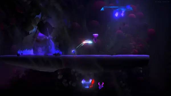Кадр с взаимодействием персонажа и объекта в Cosmic  A Journey Among Shadows