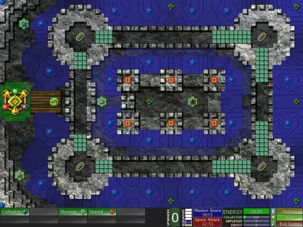 Кадр с взаимодействием персонажа и объекта в Creeper World  Anniversary Edition