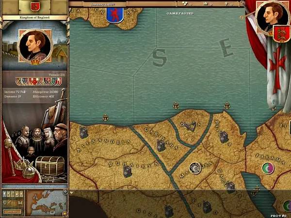 Кадр с взаимодействием персонажа и объекта в Crusader Kings Complete