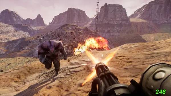 Кадр с взаимодействием персонажа и объекта в Cyborg Arena 2